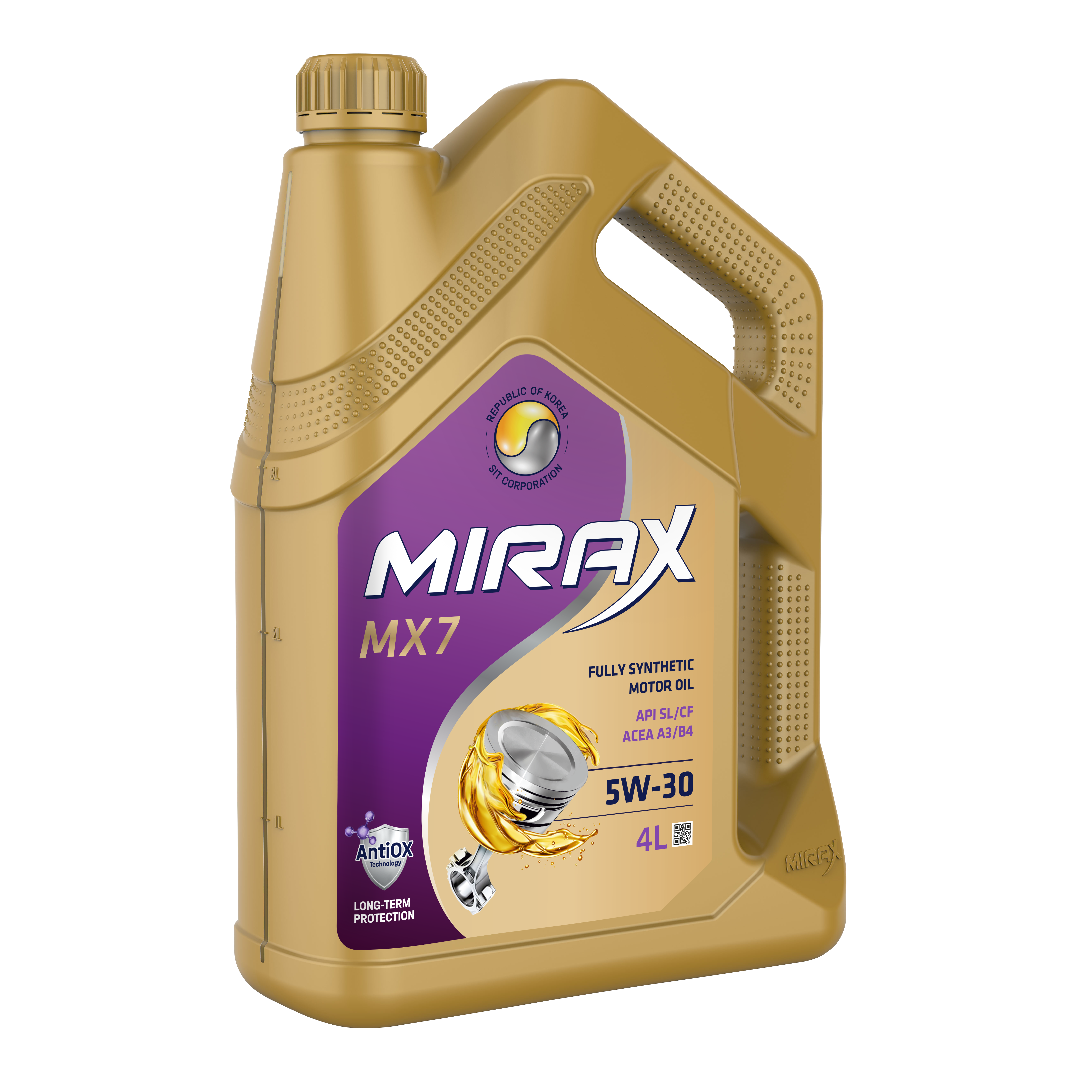 Масло моторное MIRAX MX7 A3/B4 SL/CF 5W30, синтетика, 4 литра 607027