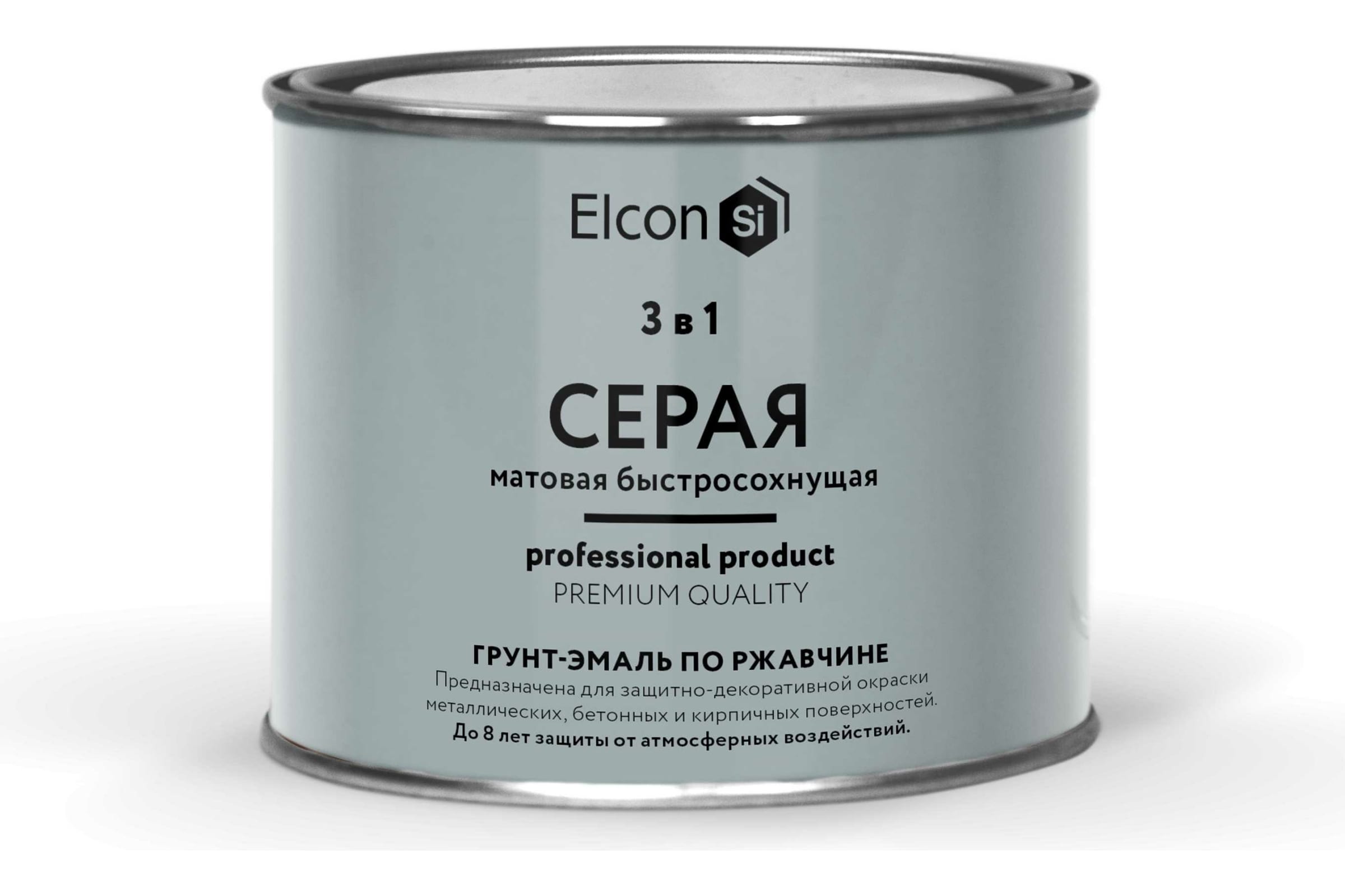 Грунт эмаль по ржавчине Elcon 3в1 матовая серая 0,4 кг 1/24 00-00462646