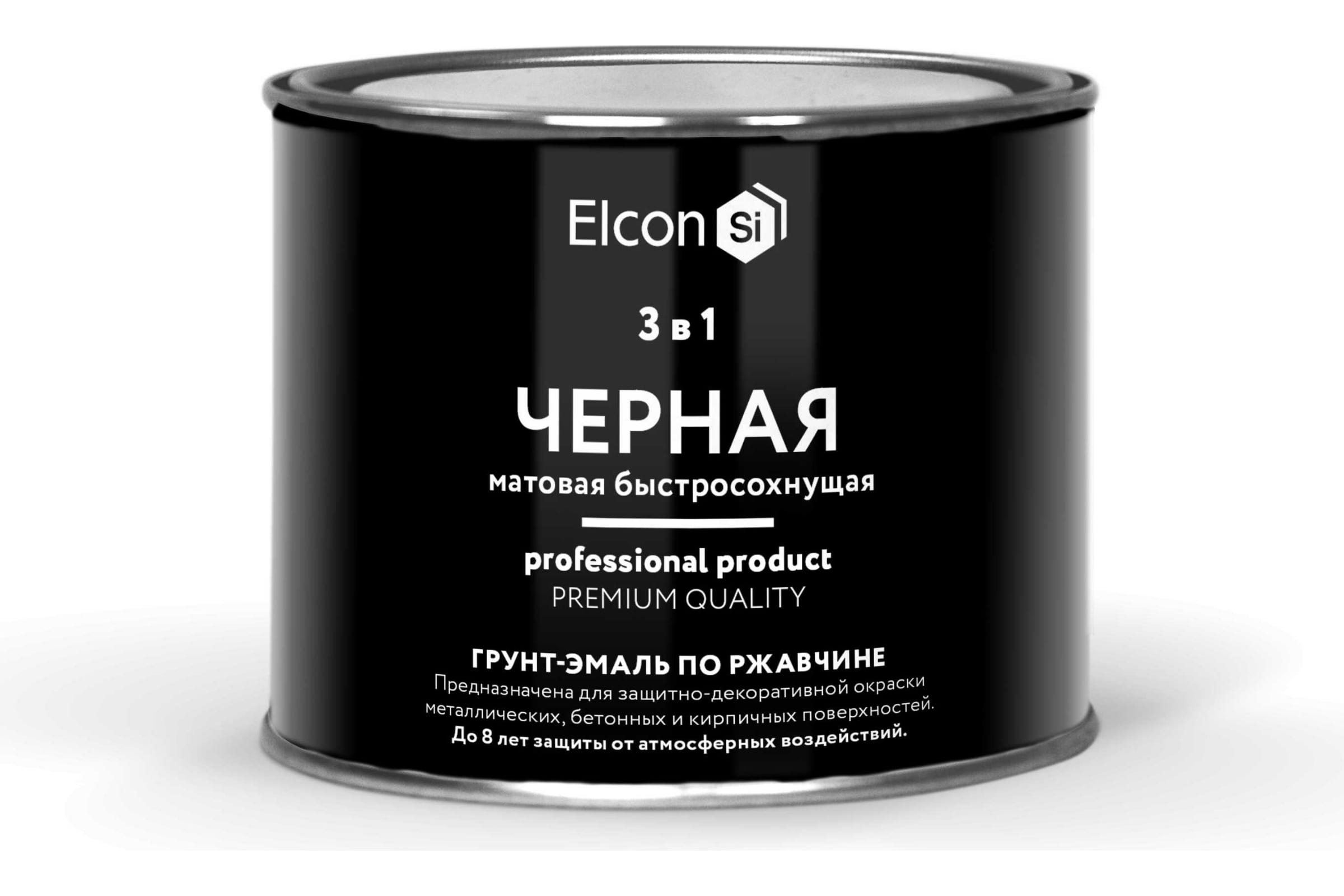 Грунт эмаль по ржавчине Elcon 3в1 матовая черная 0,4 кг 1/24 00-00462648